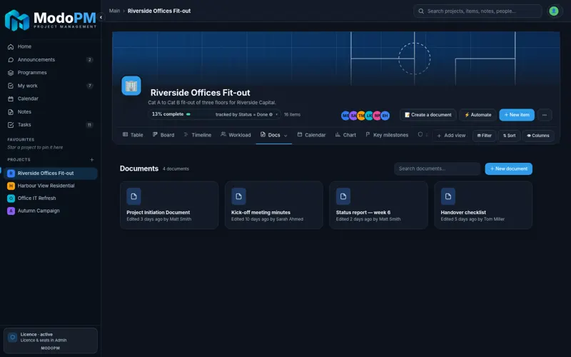 ModoPM Docs — full app screenshot