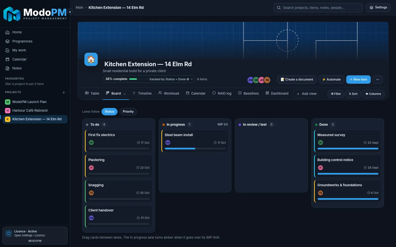 ModoPM Freelance Kanban board